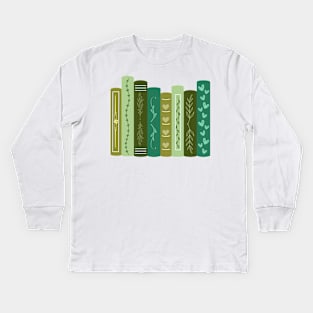 Green Bookshelf Kids Long Sleeve T-Shirt
